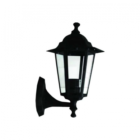 Corpuri de iluminat decorativ interior/exterior - Felinar hexagonal in sus aluminiu negru, E27, max. 12W, 160x220x340mm, IP44, Eurolamp