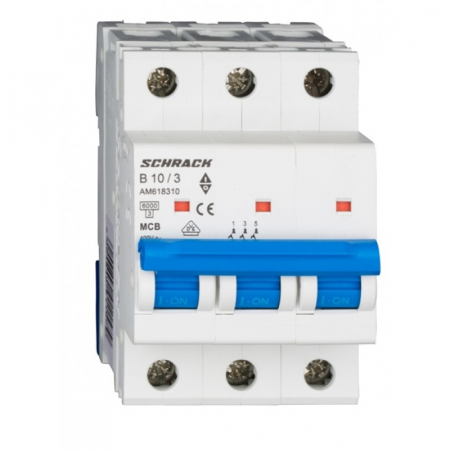 MCB - Sigurante automate - Întreruptor automat modular (MCB) AMPARO 6kA, B 10A, 3-poli