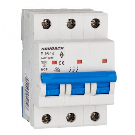 MCB - Sigurante automate - Întreruptor automat modular (MCB) AMPARO 6kA, B 16A, 3-poli