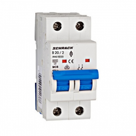 2 Module (2P) - Întreruptor automat modular (MCB) AMPARO 6kA, B 20A, 2-poli