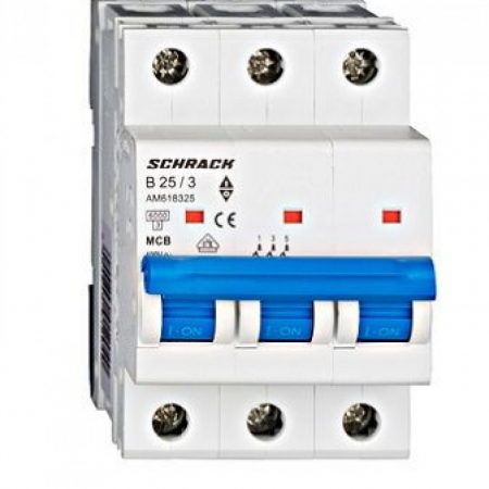 MCB - Sigurante automate - Întreruptor automat modular (MCB) AMPARO 6kA, B 25A, 3-poli
