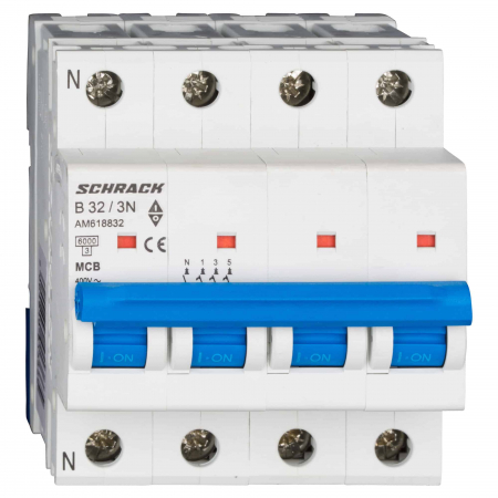 4 Module (3P+N) - Întreruptor automat modular (MCB) AMPARO 6kA, B 32A, 3P+N