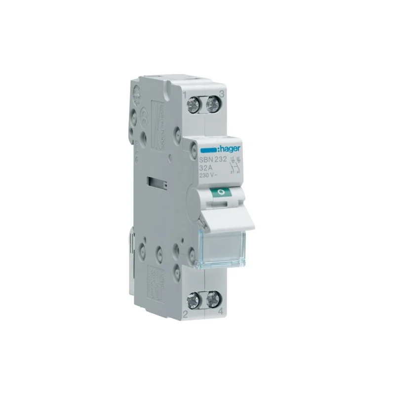 Separatoare si sigurante fuzibile - Inversor modular (comutator), 2P, 32A, 230V, I-0-II, punct comun inferior, SFB232