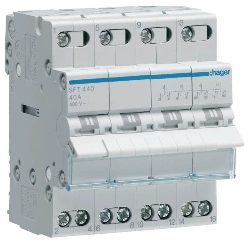 Separatoare si sigurante fuzibile - Inversor modular (comutator), 4P, 40A, 400V, I-0-II, punct comun superior, SFT440