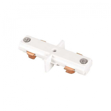Iluminat pe sina magnetica - Piesa imbinare dreapta pentru sina magnetica aparenta monofazata 145-59000 si 145-59001, 2 linii, alba, Eurolamp