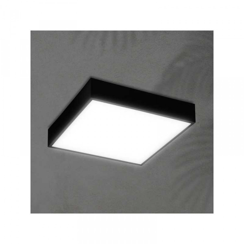 Plafoniere - Plafoniera LED slim neagra patrata aplicata 24W, 2000lm, 4000K lumina neutra, 300x57mm, IP54, Eurolamp