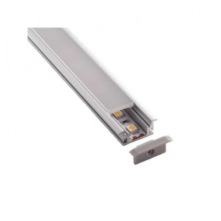 Iluminat - Profil aluminiu aplicat la 90° pentru colt cu dispersor mat pentru banda LED, L-2M, 24,6x7mm, Eurolamp