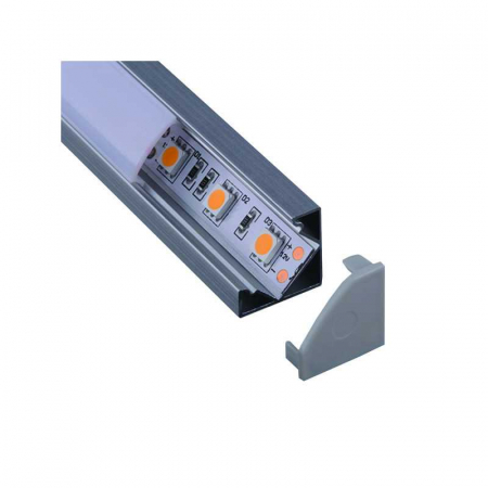 Banda LED si transformatoare - Profil din aluminiu aplicat la 45° pentru colt cu dispersor mat pentru banda LED, L-2M, 18,11x26,48, Eurolamp