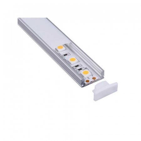 Banda LED si transformatoare - Profil din aluminiu aplicat la 90° cu dispersor mat pentru banda LED, L-2M, 17.5x7mm, Eurolamp