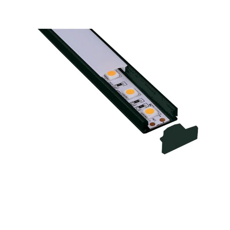 Banda LED si transformatoare - Profil din aluminiu aplicat negru pentru banda LED, L-2M, 17x9mm, Eurolamp