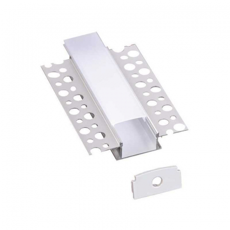 Banda LED si transformatoare - Profil din aluminiu pentru banda LED montaj in rigips, L-2M, 26x13mm, Eurolamp