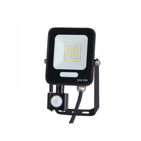 Proiectoare - Proiector LED SMD negru 20W cu senzor de miscare , 2400lm, 6500k lumina rece, 160-265V, Eurolamp