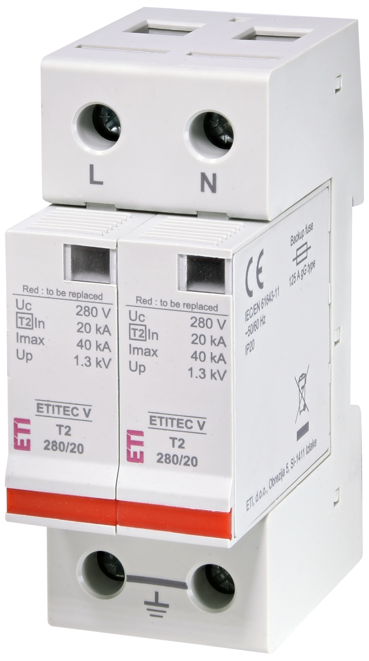 SPD - Descarcator - Protectie supratensiuni - Protecție supratensiuni ETITEC V T2 280/20 2+0