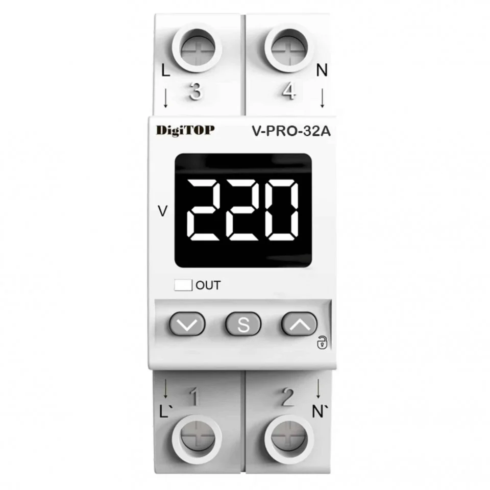 DigiTop - Releu de protectie tensiune monofazata, 32A, monitorizare frecventa, DigiTop