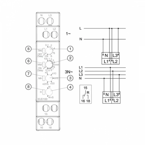 Releu monitorizare tensiune 1P+N/3P(N) EUD100 Hager [1]