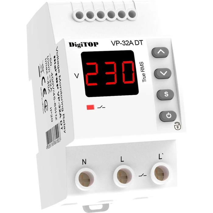 Relee si contactoare modulare - Releu protectie tensiune, DigiTOP VP-32A DT, monofazat, 32 A, 1 secventa, 2P, 230 V