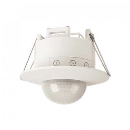 Senzori de miscare, crepusculari si ceasuri programabile - Senzor de prezenta slim cu infarosu incastrat 230V, 360grade, max 150W LED, 10A, max 20 metri, IP20, Eurolamp