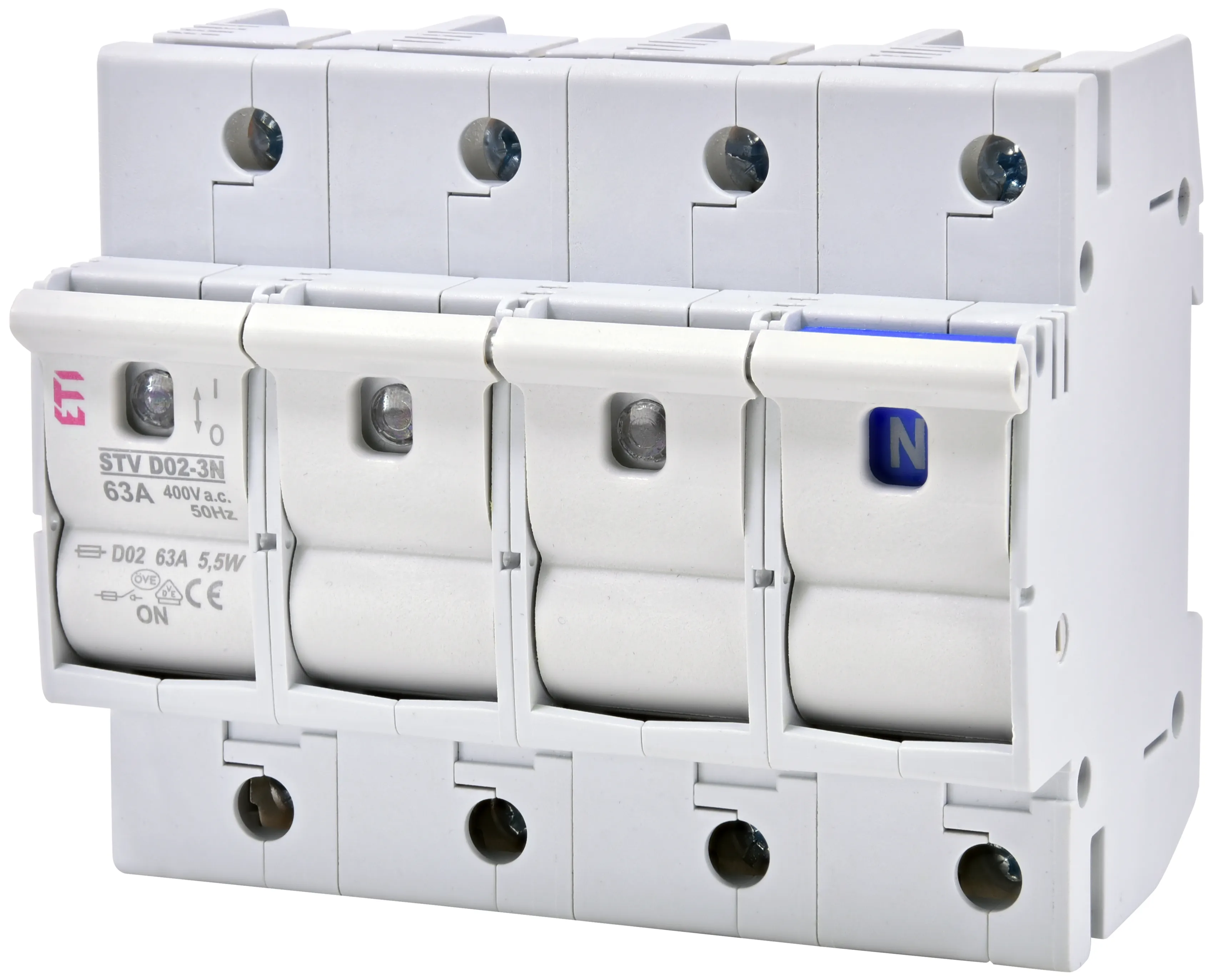 Separatoare sigurante fuzibile - Separator tetrapolar STV D02 63A 3p+N