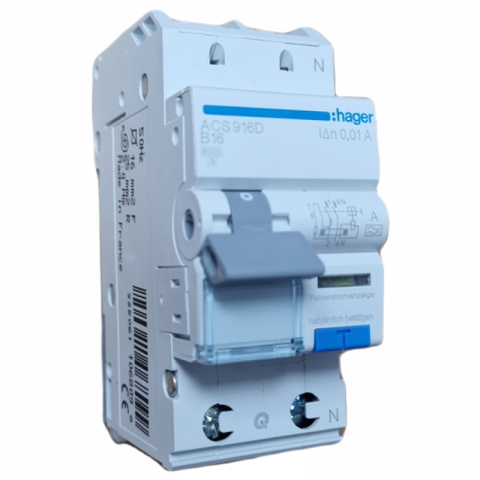 RCBO - 10mA - tip A - Siguranta automata diferentiala RCBO 1P+N B-16A/10mA tip A ACS916D