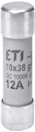 Protectia Sistemelor Fotovoltaicelor - Siguranta fuzibila cilindrica 10x38, 12 A, caracteristica gPV
