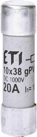 Protectia Sistemelor Fotovoltaicelor - Siguranta fuzibila cilindrica 10x38, 20 A, caracteristica gPV
