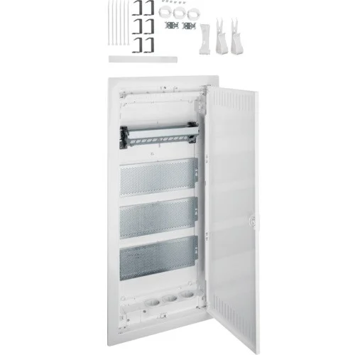 Tablouri Multimedia - Tablou electric metalic, incastrat, 48NW, echipat cu trei prize Schuko si accesorii montaj zidarie, Hager, Volta multimedia,
