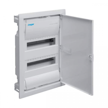 Tablouri electrice incastrate - usa alba metal - Tablou Volta, 24 module, montaj incastrat, Hager, IP30