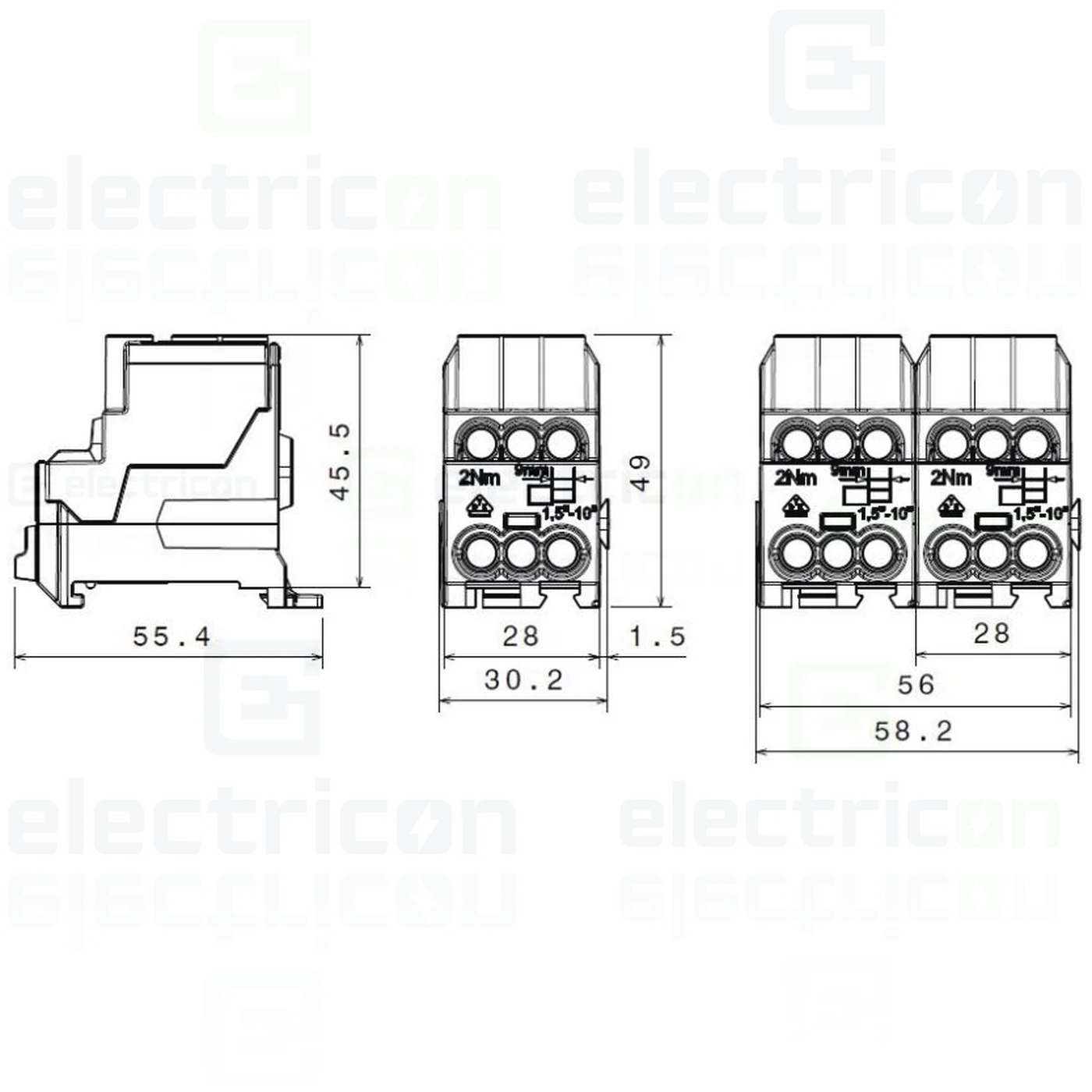 Bloc distribuție 1P 100A 2x25mmp intrare Schrack IKB01025 [8]
