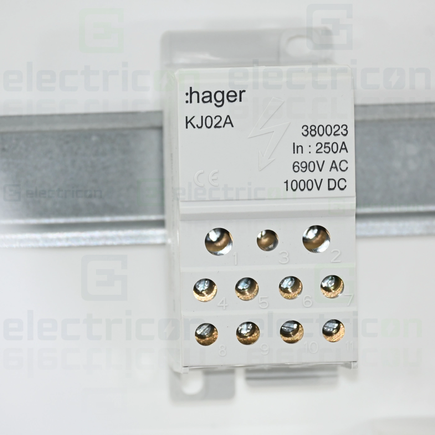 Bloc distribuție terminal, 1P, 250A, 1x95mm²+2x35mm²+5x16mm²+4x10 mm² lățime 45mm, Hager,  KJ02A [2]