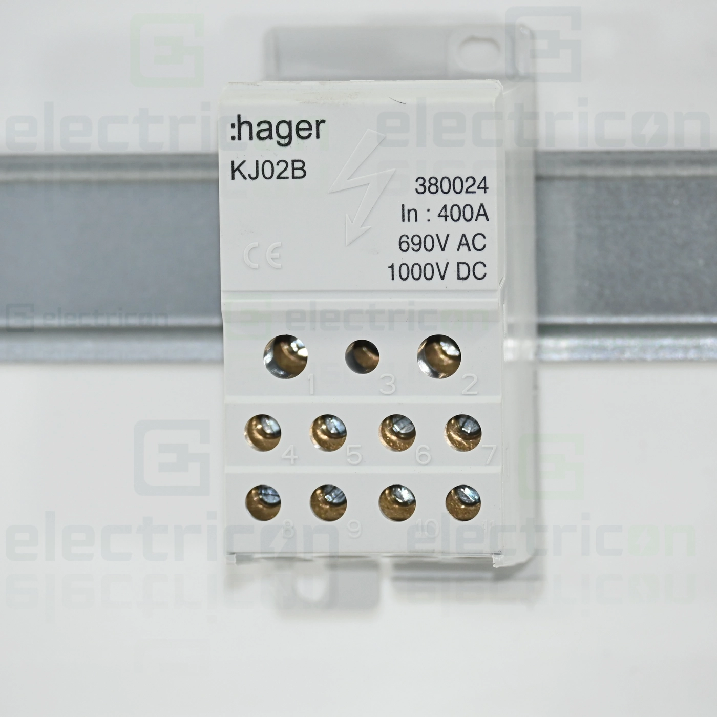Bloc distribuție terminal, 1P, 400A, 1x185mm²+2x35mm²+5x16mm²+4x1,5-10 mm² lățime 45mm, Hager,  KJ02B [2]