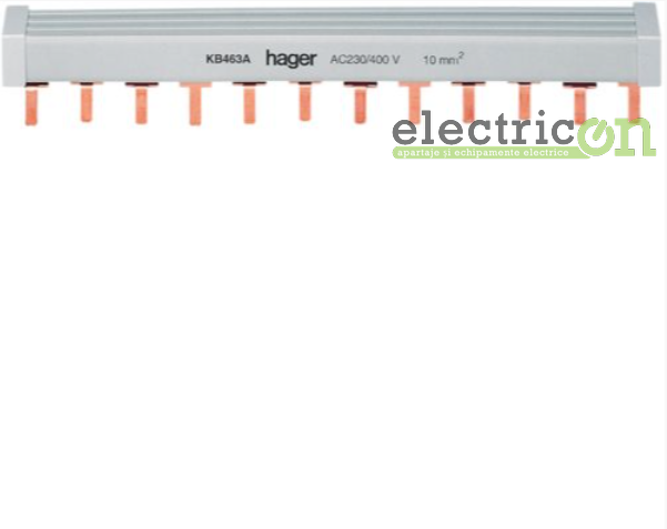 Bareta alimentare (busbar), 4P, tip pin, 12 module, 10mmp, 63A, Hager, KB463A [2]