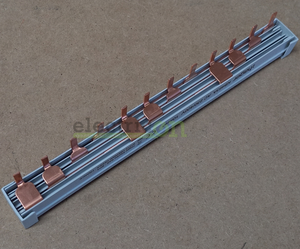 Bareta alimentare (busbar), 4P, tip pin, 12 module, 10mmp, 63A, Hager, KB463A [3]