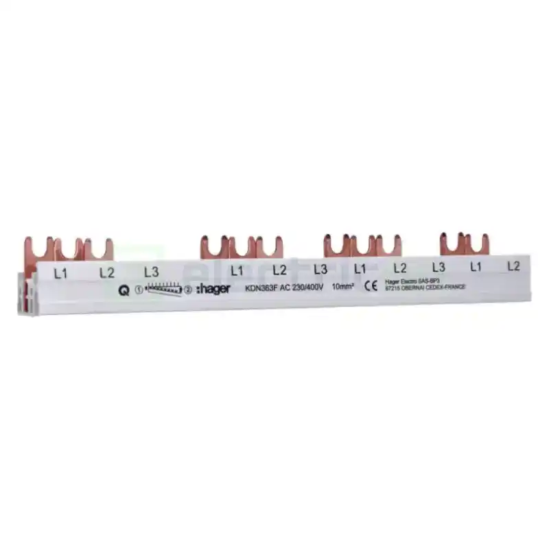 Bareta alimentare (busbar), 3P, tip furca, 12 module, 10mmp, 63A, Hager, KDN363F [4]