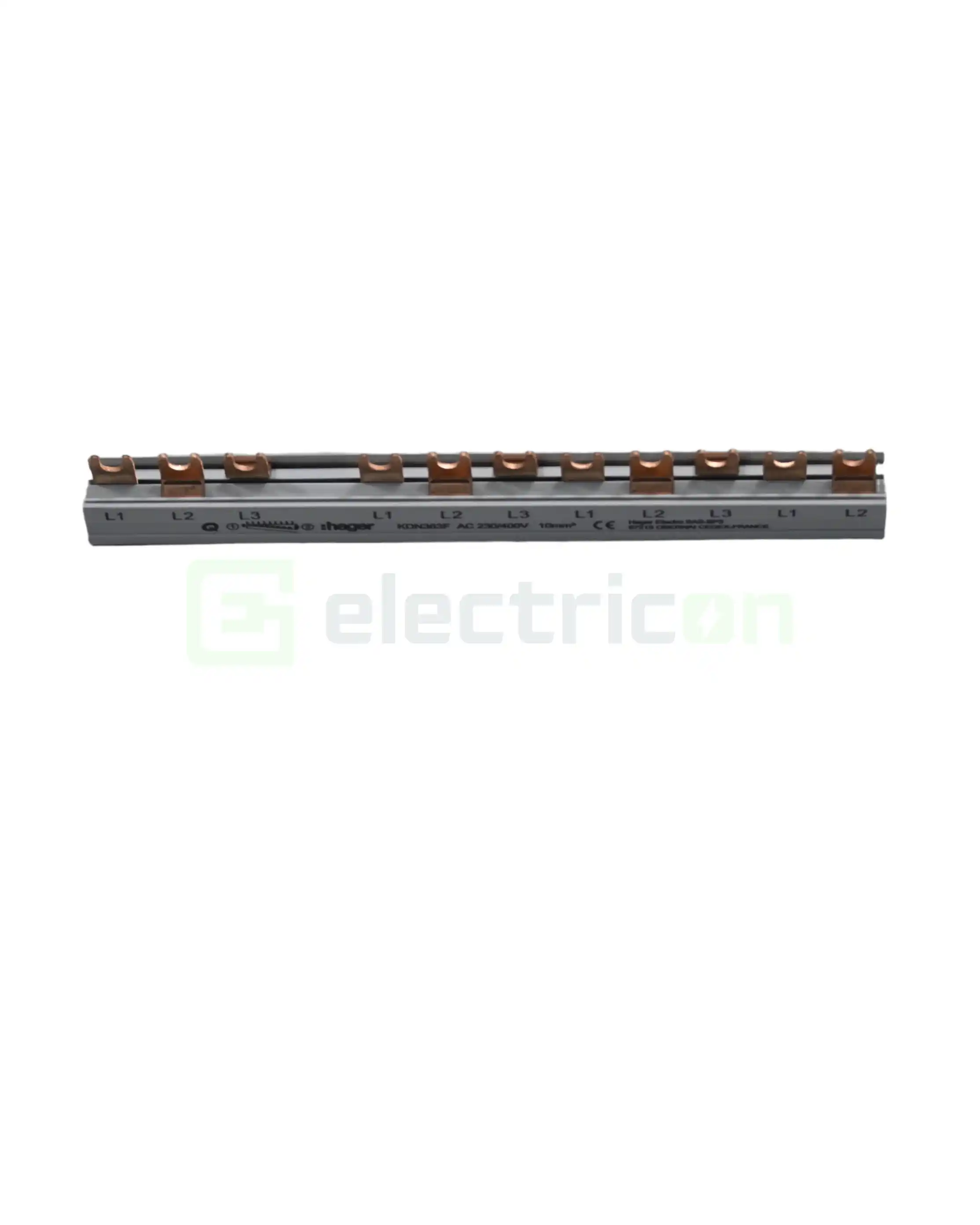 Bareta alimentare (busbar), 3P, tip furca, 12 module, 10mmp, 63A, Hager, KDN363F [3]