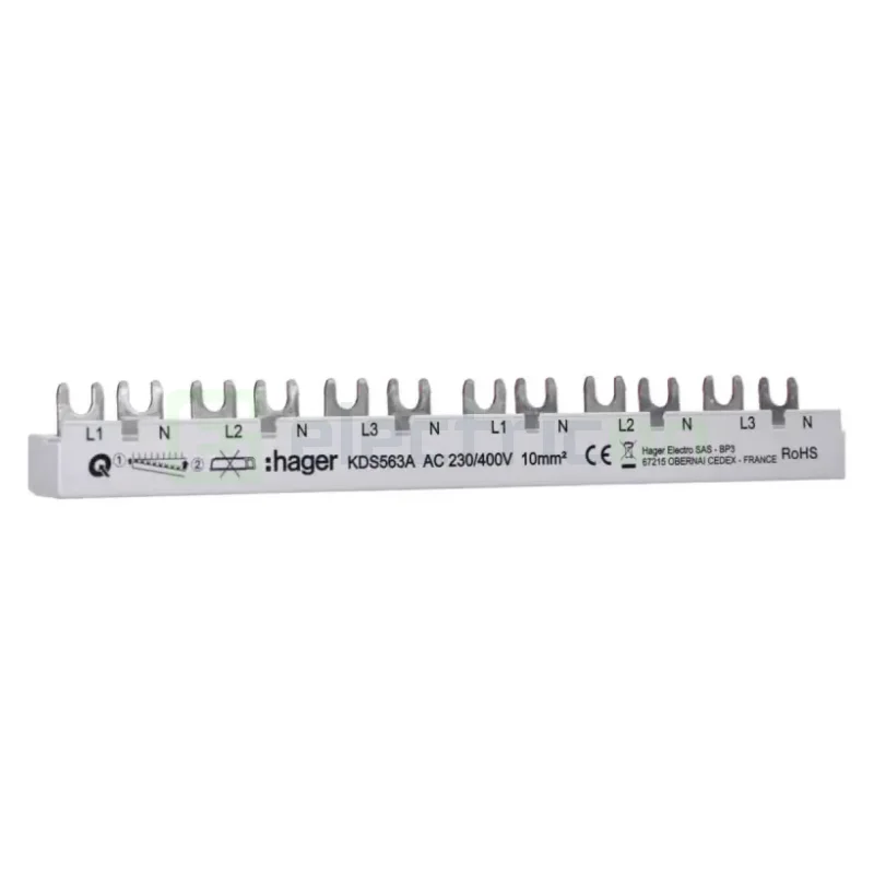 Bareta alimentare (busbar), 3P, tip furca, 12 module, 10mmp, 63A, Hager, KDS563A [2]