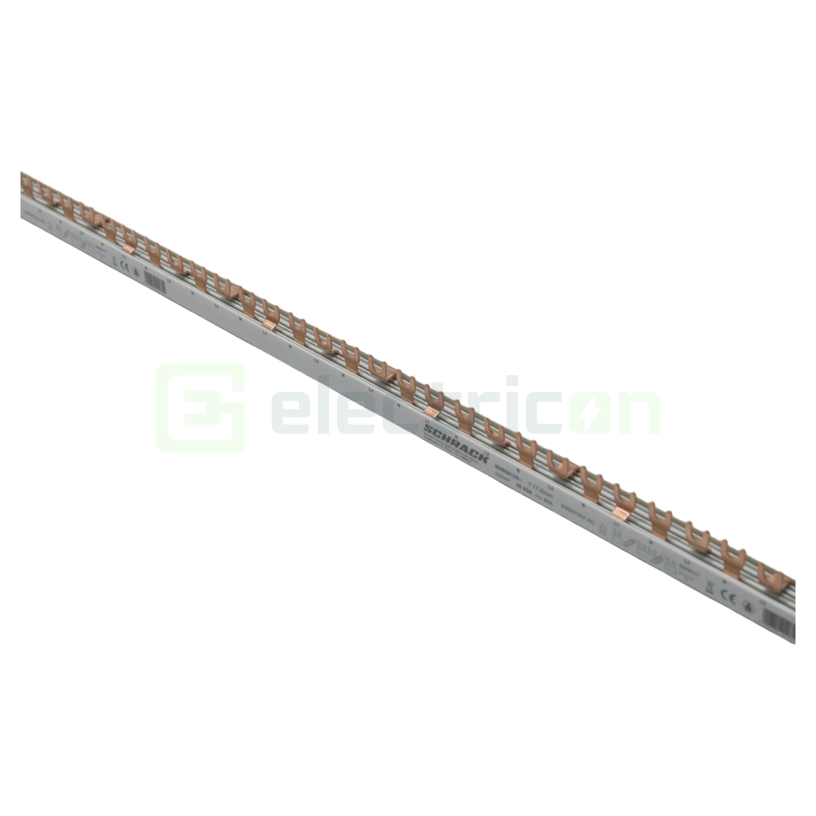 Busbar Schrack BSB00124 trifazat 4P furcă 12 module 10mm² 100A L1N/L2N/L3N [3]