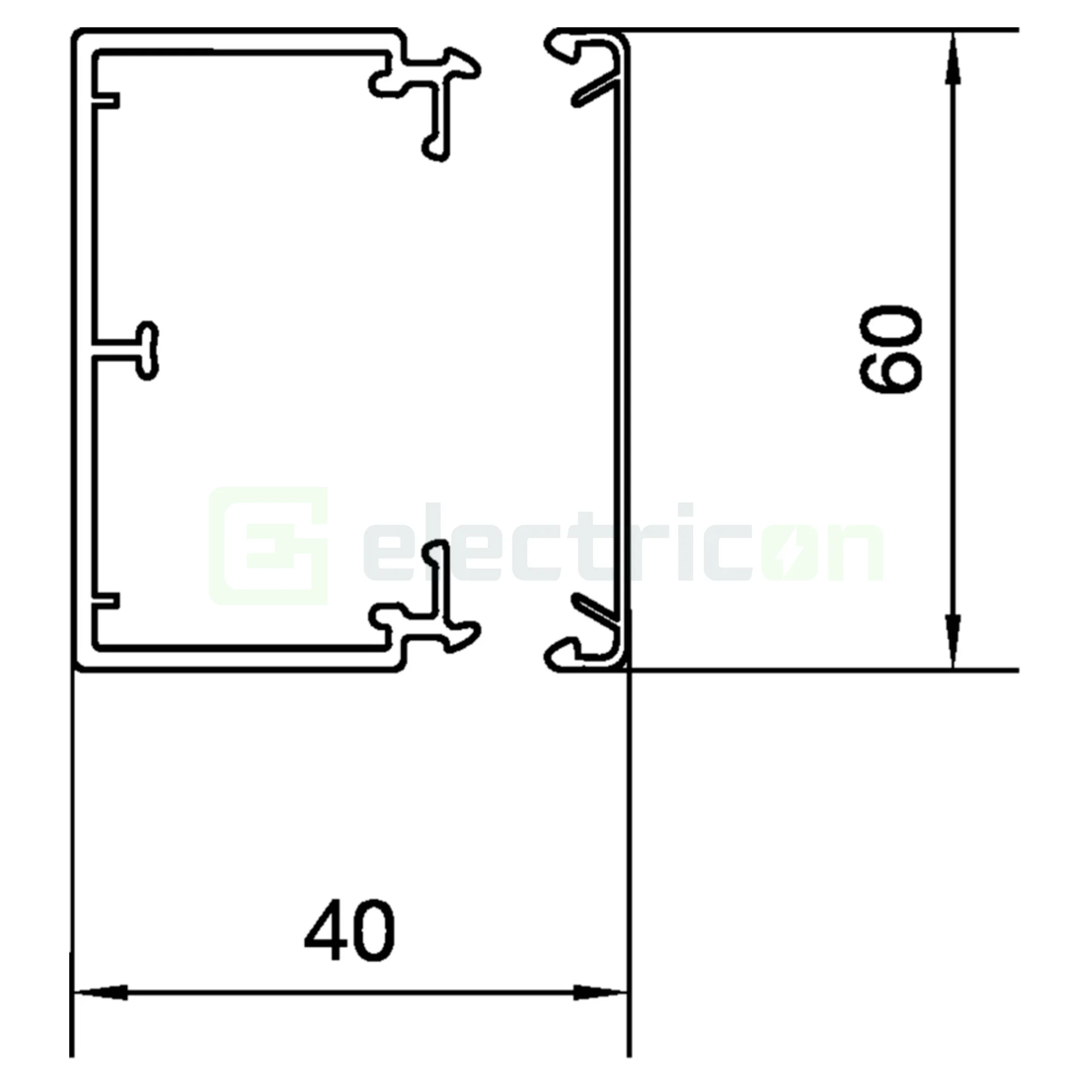 Canal cablu PVC pentru aplicare exterioara, rezistent UV, alb, LFE 40x60 mm, Hager, LFE4006009016 [2]