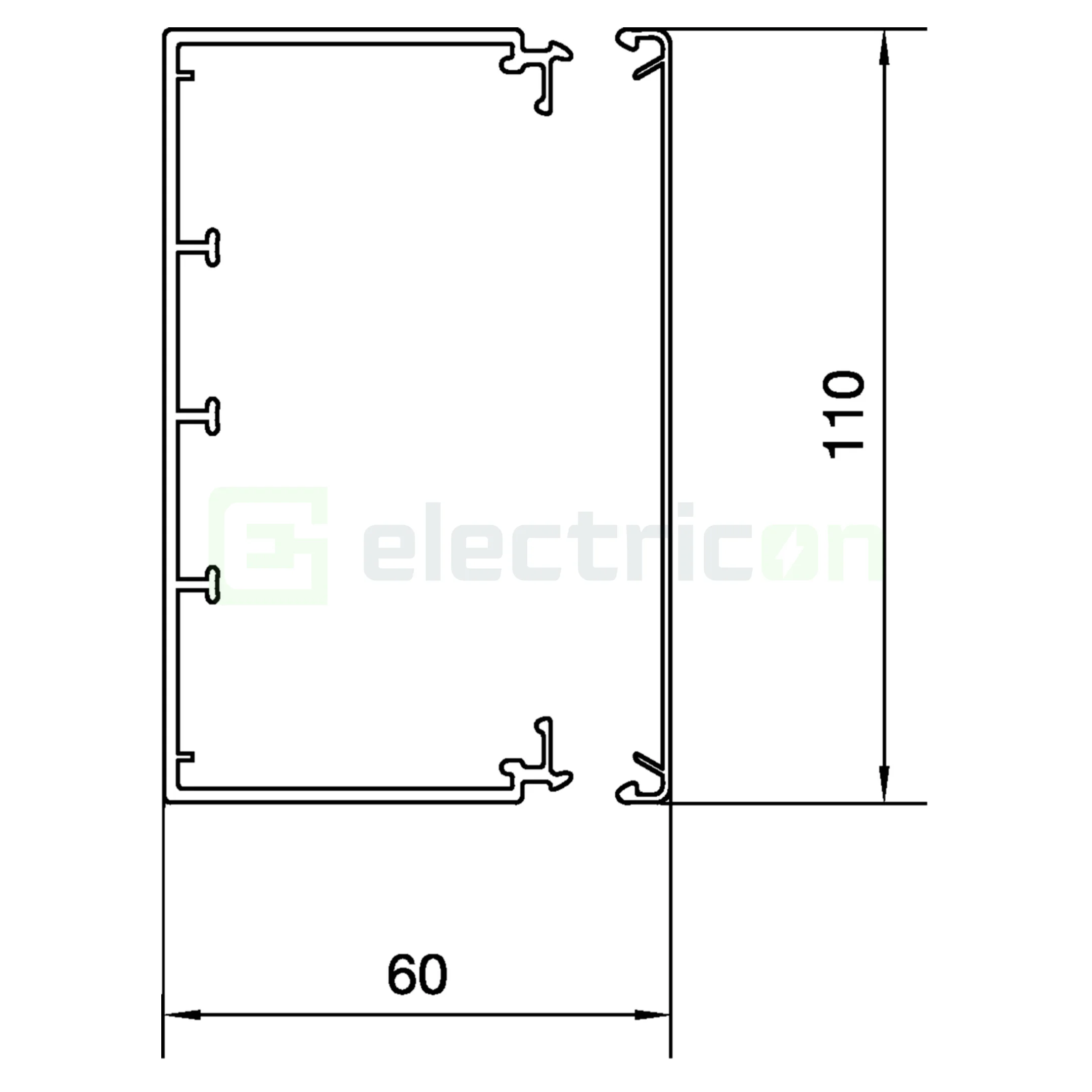 Canal cablu rezistent la intemperii . stabil UV, 60x110, alb, Hager, LFE6011009016 [2]