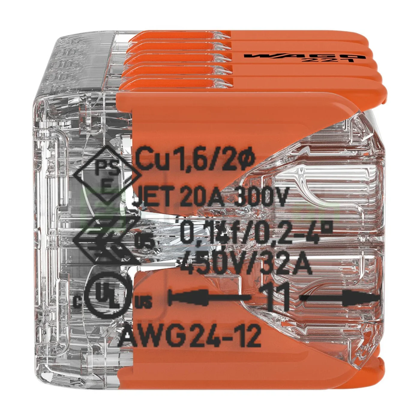 Clemă legătură doza pentru cablu lițat, 2x5x4mm² (10 conductori, 5 per rând), 4 mm², Wago, 221-420 [3]