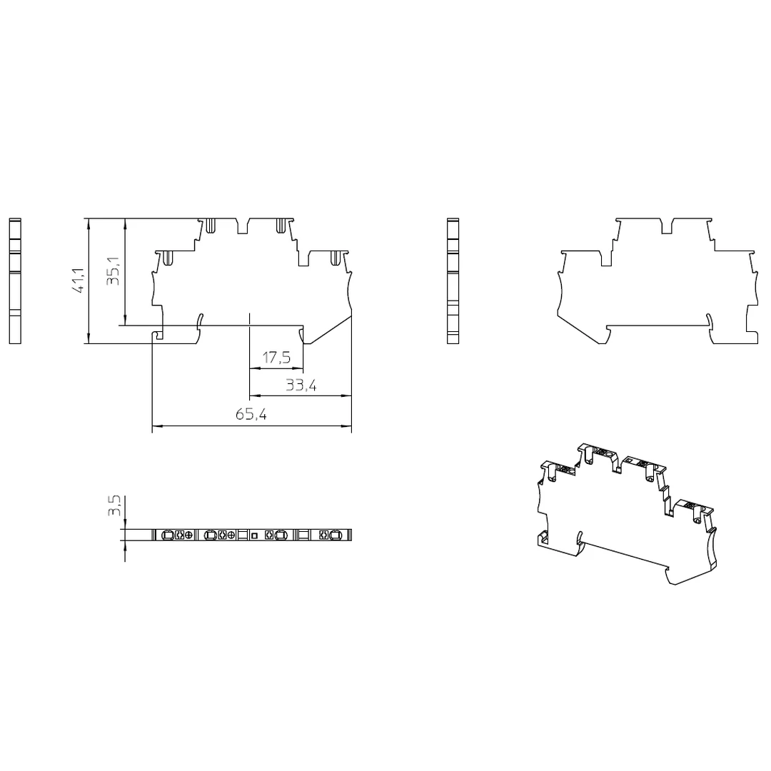Clema șir, cu 2 etaje, 4 conexiuni, 0,14 - 1,5 mm², albastru, PTTB 1,5/S-PV BU, Phoenix Contact, 1674252 [2]