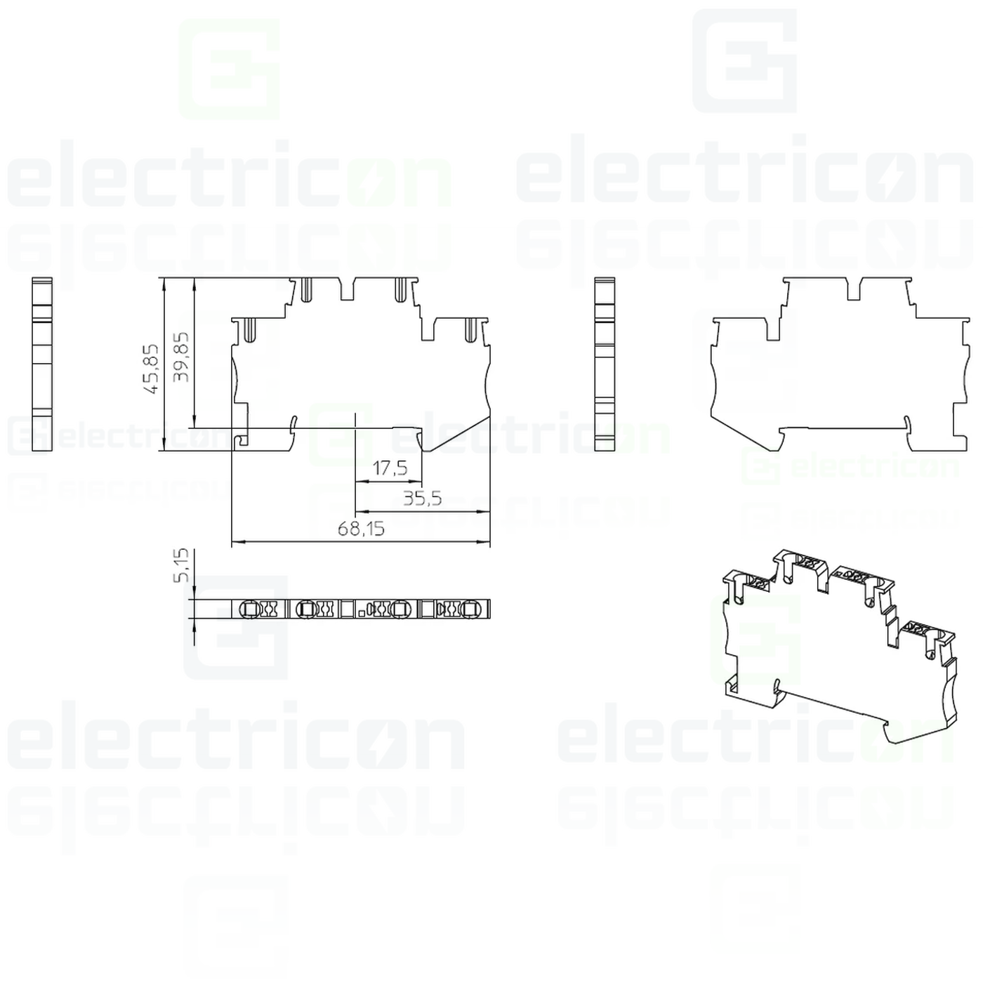 Clema șir, cu 2 etaje, 4 conexiuni, 0,14 - 2,5 mm², PTTB 2,5 BU, albastru, Phoenix Contact, 3210570 [4]