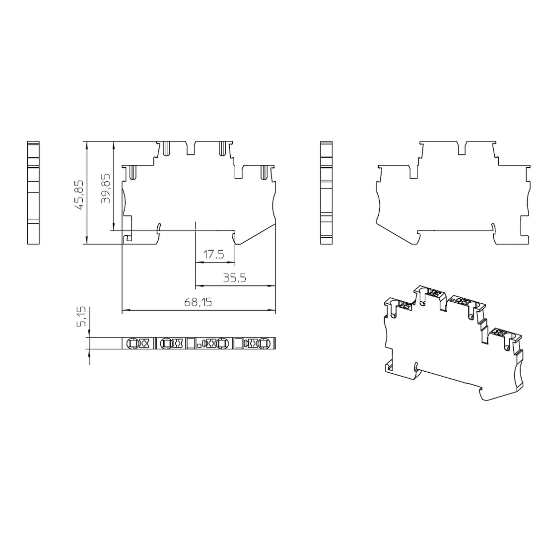Clema șir, cu 2 etaje, 4 conexiuni, 2,5 mm²,negru, PTTB 2,5-BK, Phoenix Contact, 1467082 [2]