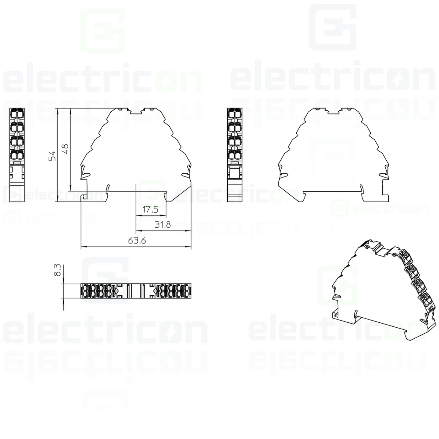 Clemă șir cu 4 etaje, 16 conexiuni, 0,14 - 2,5 mm², albastru, PTRV 4-PV/BU, Phoenix Contact, 3270247 [5]