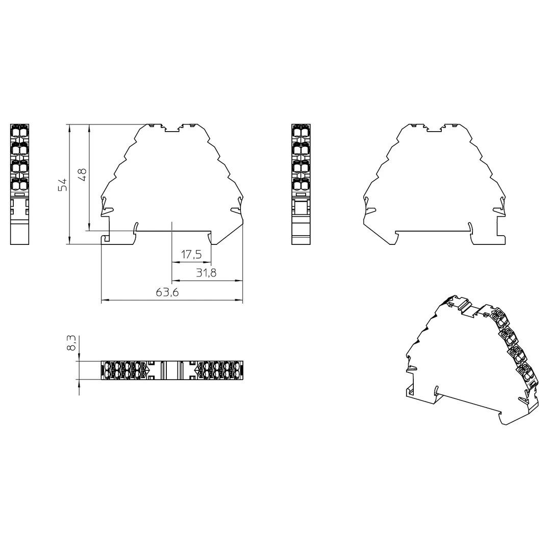 Clemă șir cu 4 etaje, 16 conexiuni, 0,14 - 2,5 mm², negru, PTRV 4-PV/BK, Phoenix Contact, 3270125 [2]