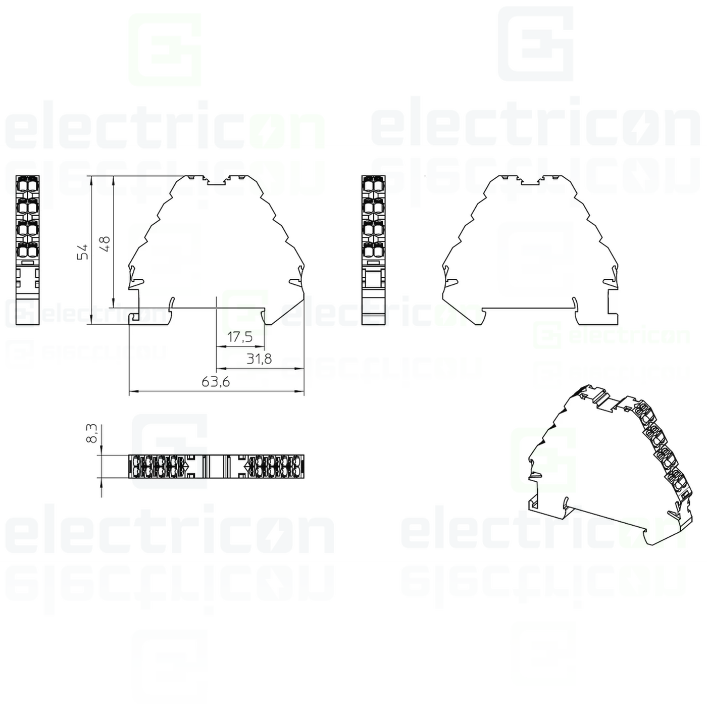 Clemă șir cu 4 etaje, 16 conexiuni, 0,14 - 2,5 mm², roșu, PTRV 4-PV/RD, Phoenix Contact, 3270246 [4]
