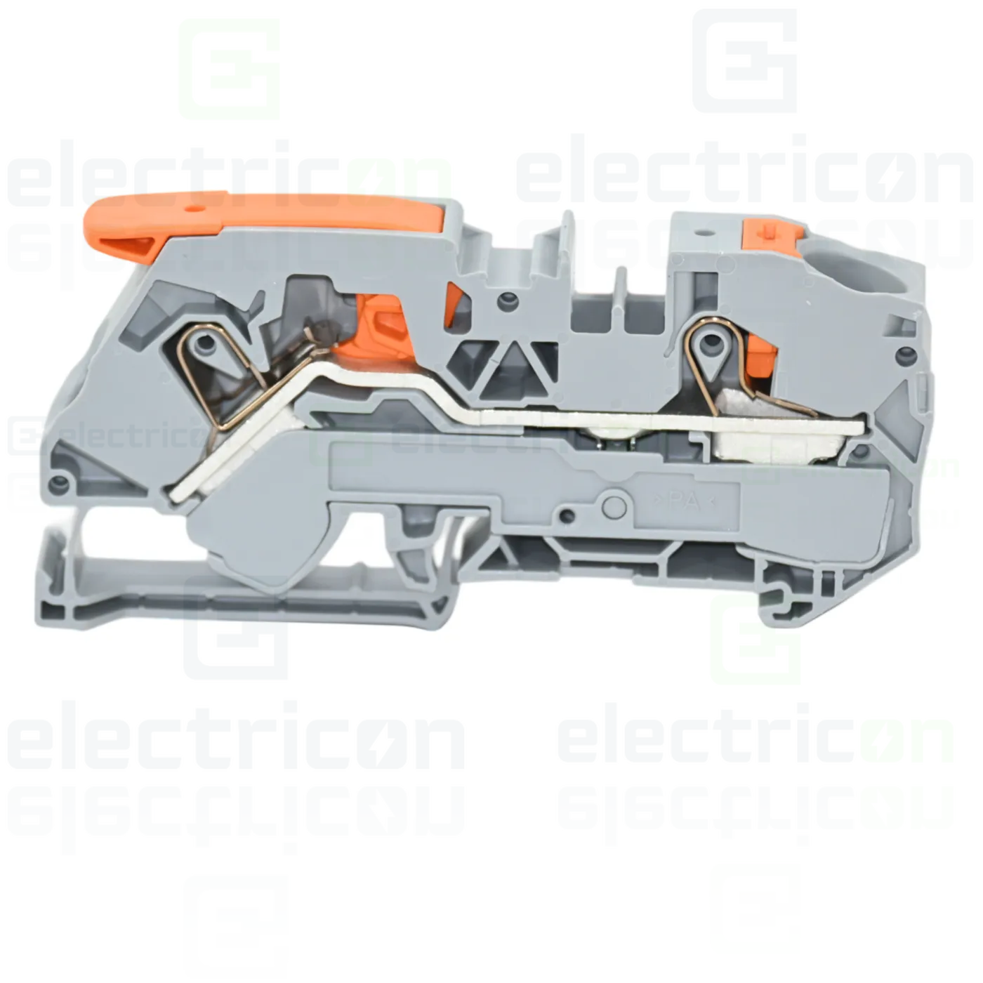 Clema șir, cu pârghie și buton, 2 conexiuni, 16 mm²,gri, TopJobs Clamp, Wago, 2116-5201 [2]