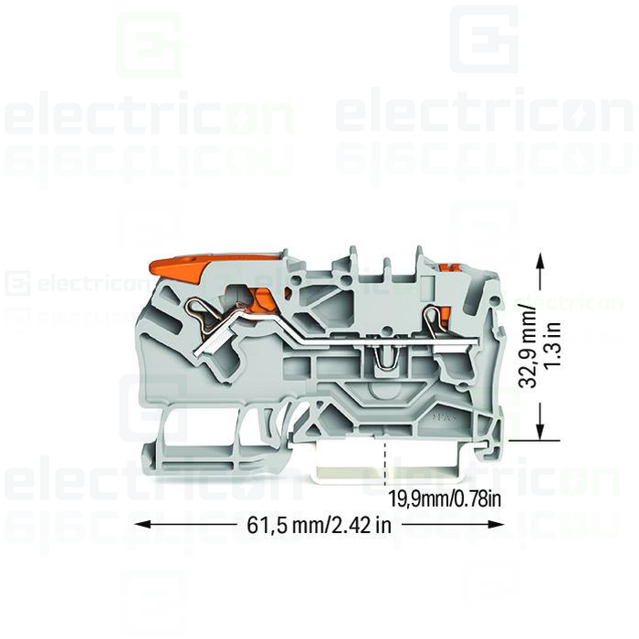 Clema șir, cu pârghie și buton, 2 conexiuni, 2,5 mm²,gri,ToopJobs Clamp, Wago, 2102-5201 [4]