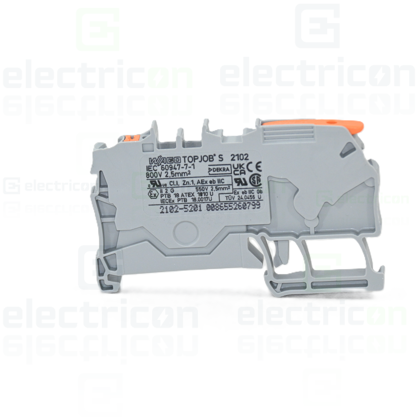 Clema șir, cu pârghie și buton, 2 conexiuni, 2,5 mm²,gri,ToopJobs Clamp, Wago, 2102-5201 [1]