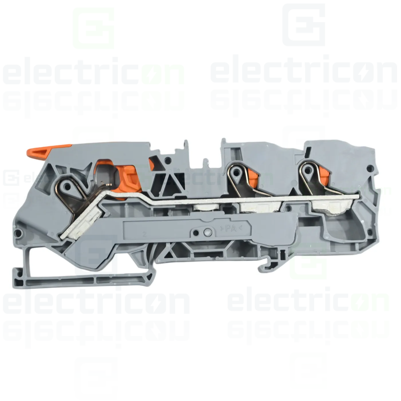 Clema șir, cu pârghie și buton, 3 conexiuni, 10 mm²,gri, TopJobs Clamp, Wago, 2110-5301 [2]