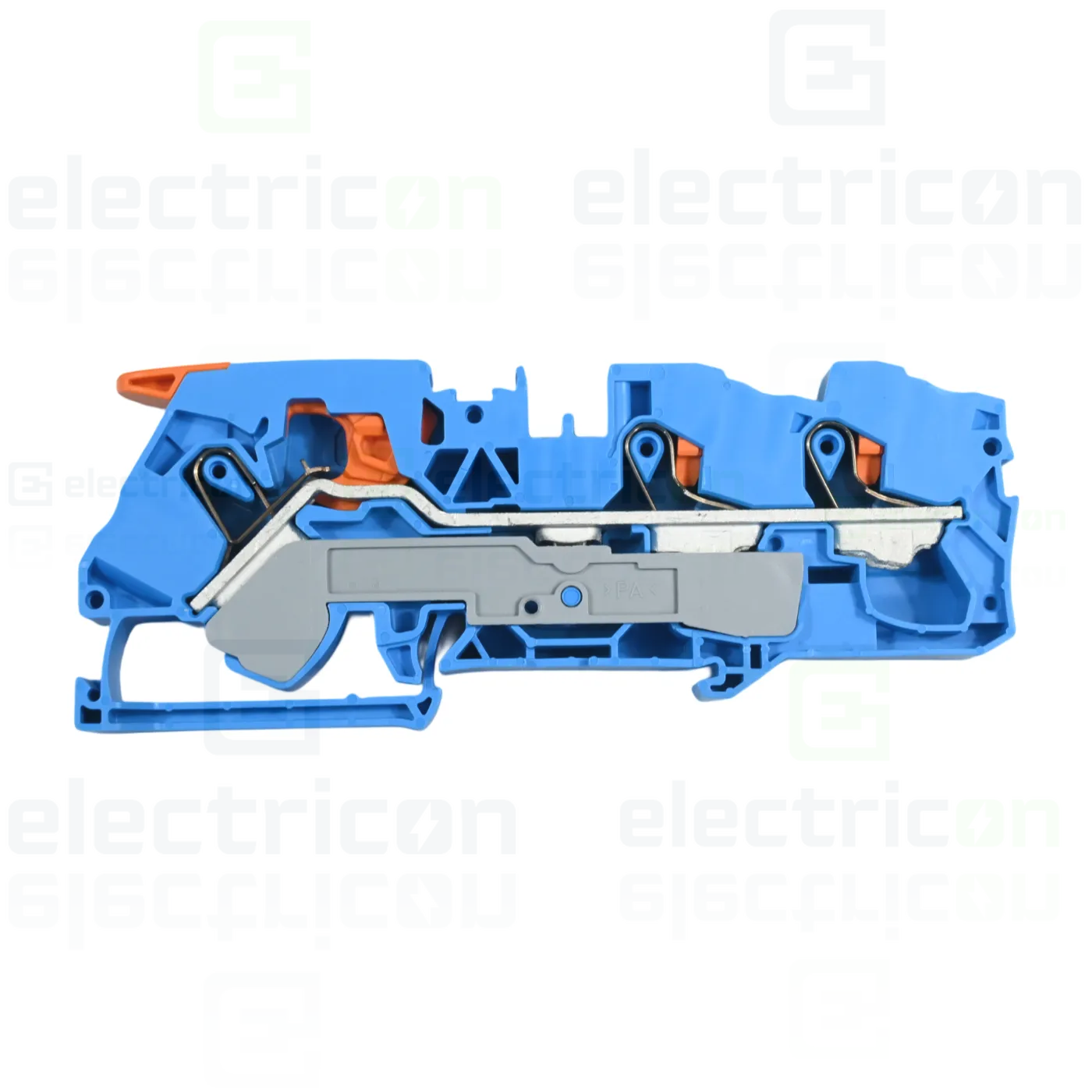 Clema șir, cu pârghie și buton, 3 conexiuni, 16 mm²,albastru, TopJobs Clamp, Wago, 2116-5304 [2]